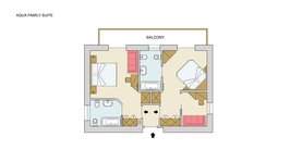 Pianta Aqua Family Suite – due camere comunicanti fino a 7 persone