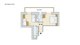 Pianta Bio Family Suite – due camere comunicanti fino a 4 persone